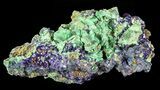 Sparkling Azurite Crystal Cluster with Malachite - Laos #69724-1